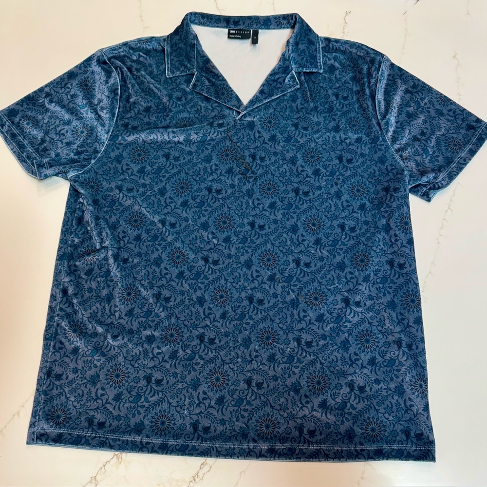 ASOS Blue Casual velveteen Shirt with Paisley Design